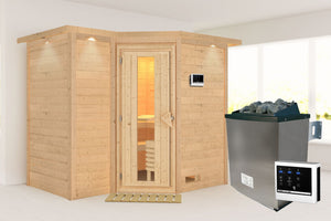 Sauna Sahib 2 Massivholzsauna, Eckeinstieg