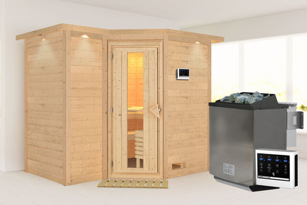 Sauna Sahib 2 Massivholzsauna, Eckeinstieg