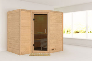 Sauna Sahib 2 Massivholzsauna, Eckeinstieg