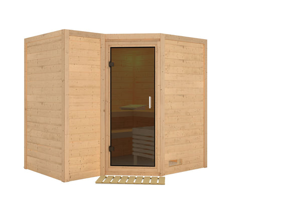 Sauna Sahib 2 Massivholzsauna, Eckeinstieg