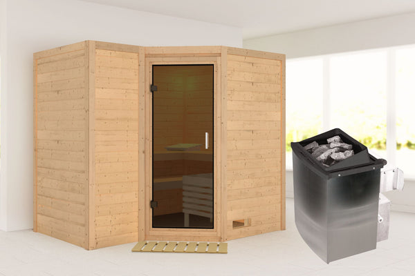 Sauna Sahib 2 Massivholzsauna, Eckeinstieg
