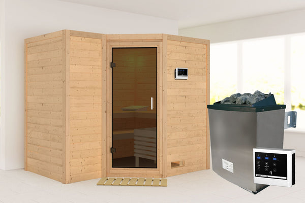 Sauna Sahib 2 Massivholzsauna, Eckeinstieg