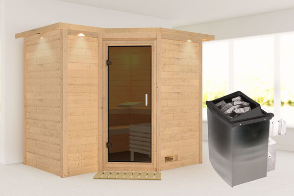 Sauna Sahib 2 Massivholzsauna, Eckeinstieg