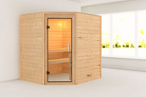 Sauna Mia Massivholzsauna, Eckeinstieg