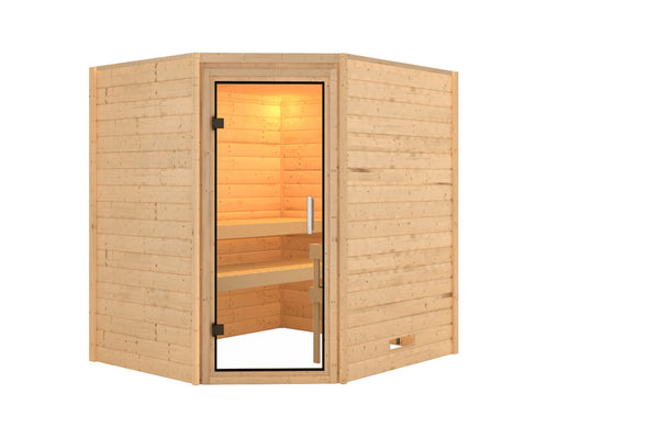 Sauna Mia Massivholzsauna, Eckeinstieg