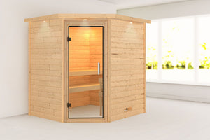 Sauna Mia Massivholzsauna, Eckeinstieg