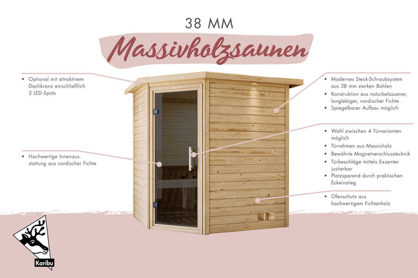 Sauna Mia Massivholzsauna, Eckeinstieg