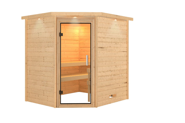 Sauna Mia Massivholzsauna, Eckeinstieg