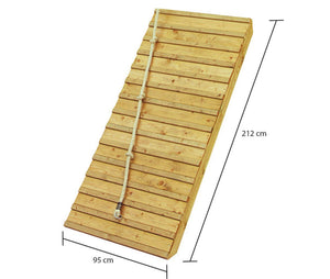 Holzrampe mit Klettertau Kinderspielgerät, naturbelassen, 1,5 m Podesthöhe
