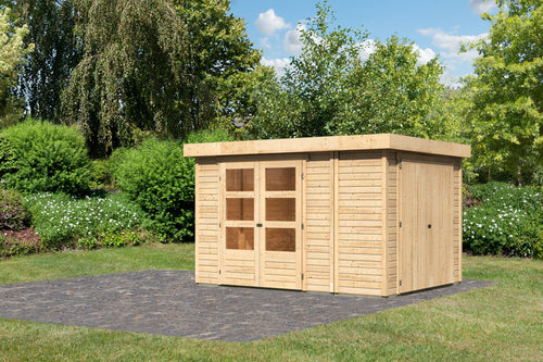 Gartenhaus Retola 4 SET Gartenhaus, naturbelassen, mit Anbauschrank