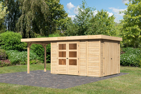Gartenhaus Retola 4 SET Gartenhaus, naturbelassen, mit Anbauschrank