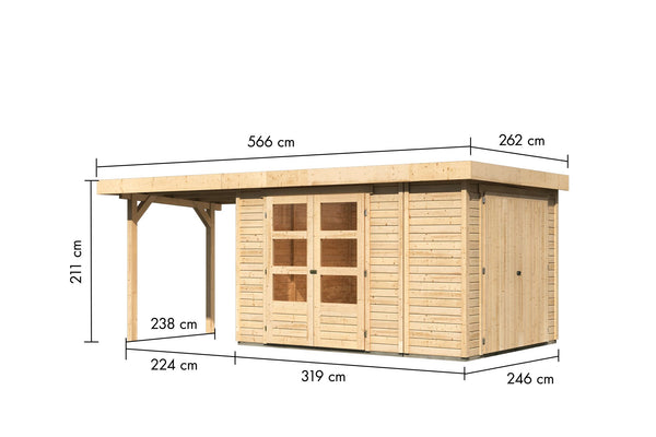 Gartenhaus Retola 4 SET Gartenhaus, naturbelassen, mit Anbauschrank