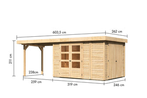 Gartenhaus Retola 4 SET Gartenhaus, naturbelassen, mit Anbauschrank