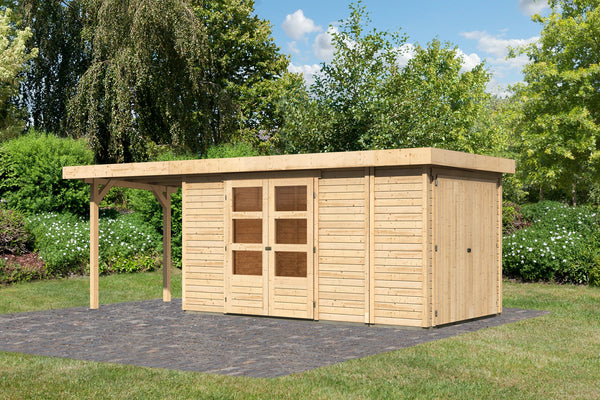 Gartenhaus Retola 5 SET Gartenhaus, naturbelassen, mit Anbauschrank