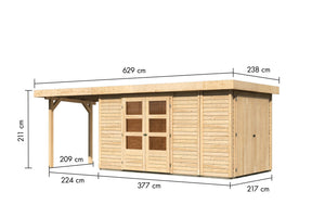 Gartenhaus Retola 5 SET Gartenhaus, naturbelassen, mit Anbauschrank