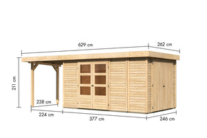 Gartenhaus Retola 6 SET Gartenhaus, naturbelassen, mit Anbauschrank