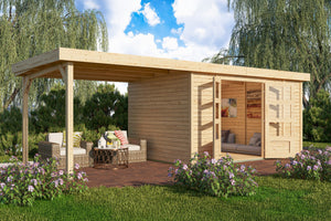 Gartenhaus Retola 6 SET Gartenhaus, naturbelassen, mit Anbauschrank