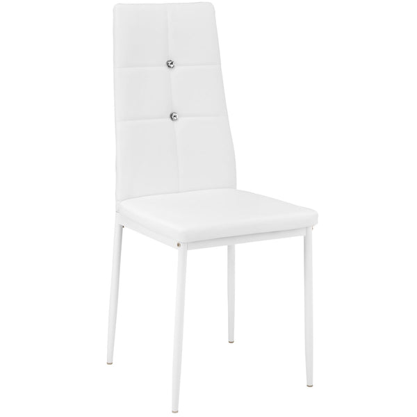 4 Esszimmerstühle, Kunstleder mit Glitzersteinen - weiss