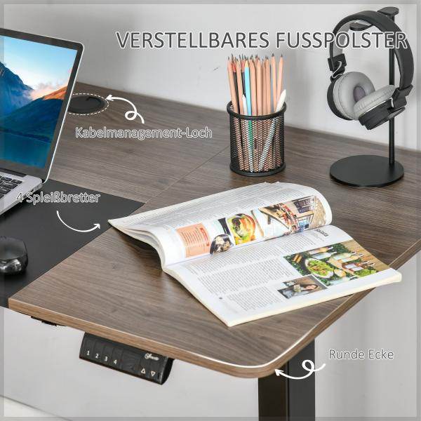 Elektrischer Schreibtisch höhenverstellbar Natur schwarz 140c m x 70 cm x 116 cm