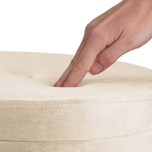 Sitzhocker Ava gepolstert in Samtoptik 300kg mit Stauraum - creme