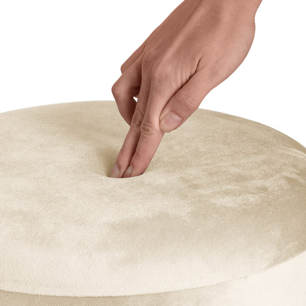 Sitzhocker Sarina gepolstert in Samtoptik 300kg mit Stauraum - creme