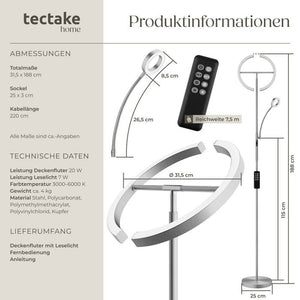 Deckenfluter Auralis Nickel matt