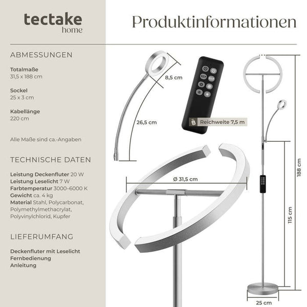 Deckenfluter Auralis Nickel matt