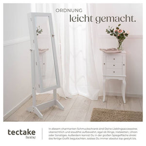 Schmuckschrank mit Spiegel, hochkant weiss