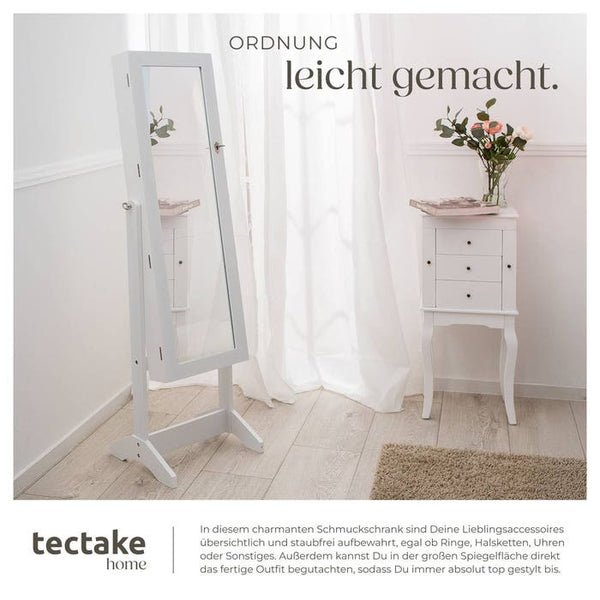 Schmuckschrank mit Spiegel, hochkant weiss