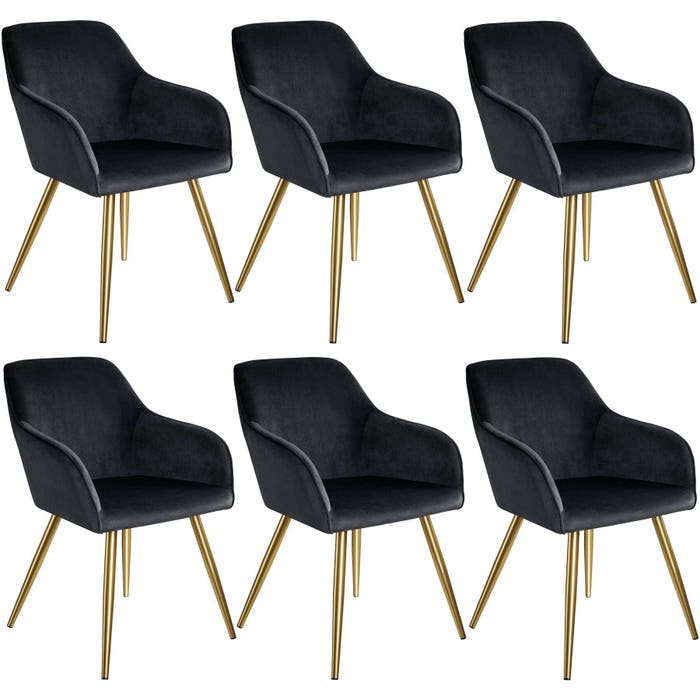 Ensemble de 6 chaises Marilyn, noir et or