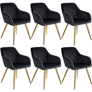6er Set Stuhl Marilyn, schwarz/gold