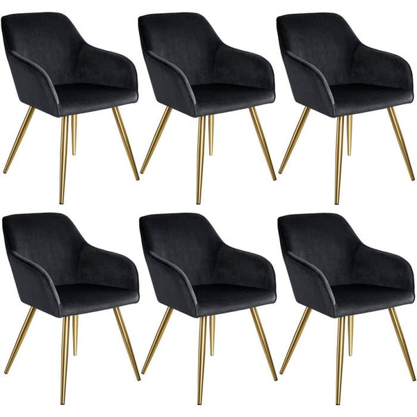 6er Set Stuhl Marilyn, schwarz/gold