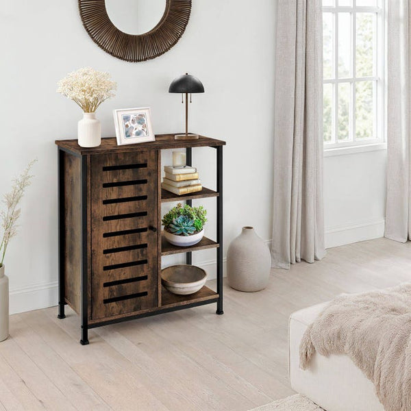 Sideboard 71x32x82cm Industrial dunkelbraun Türanschlag links