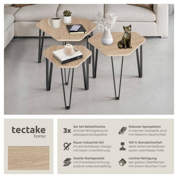 Beistelltisch-Set Torquay Industrial Holz hell, Eiche Sonoma
