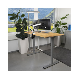 CONTINI höhenverstellbarer Bürotisch 1.6x0.8m Eiche / Gestell grau RAL 7045