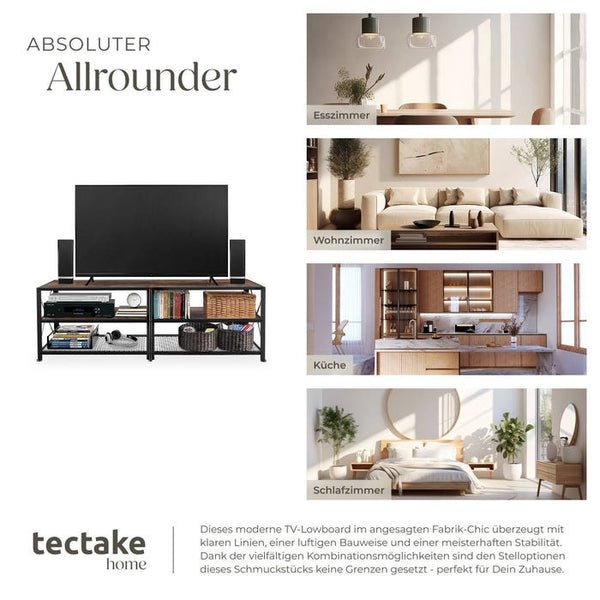 TV-Regal Indianapolis Industrial Holz dunkel, rustikal 161 cm
