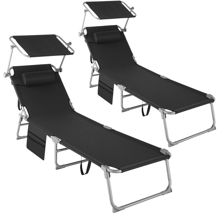 Set di 2 lettini prendisole Chloé, neri