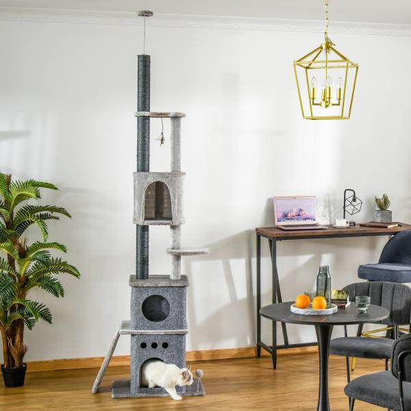 Kratzbaum Deckenhoch Katzenbaum mit Spielbaum Sisal 225-255 höhenverstellbar