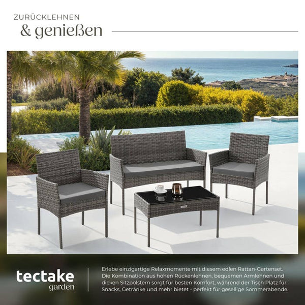 Rattan Gartenset Palese grau