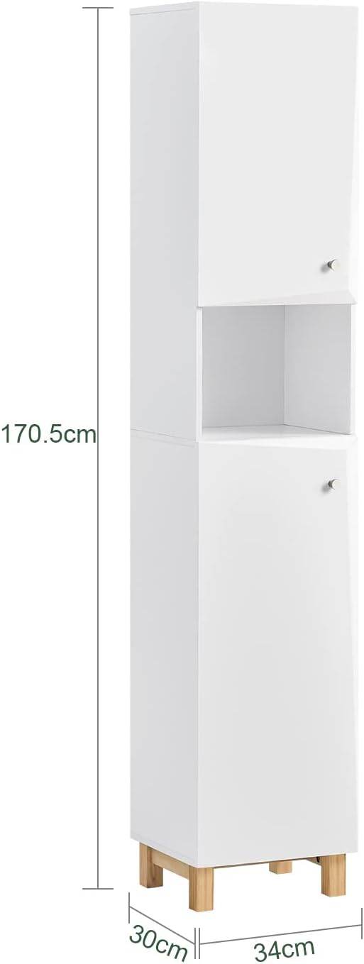 Bad Hochschrank | Badschrank | Badregal | Badmöbel Weiss BZR91-W