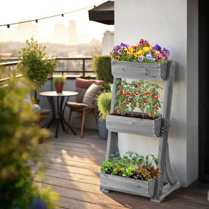 Vertikalbeet Flora grau 60 x 49 x 140 cm