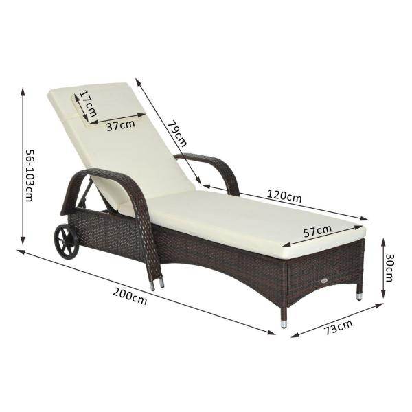 Mobile Gartenliege Kaffeebraun Rattanliege Polyrattan