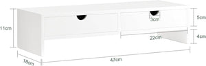 Monitorerhöhung Monitorständer mit Schubladen Weiss BBF02-W