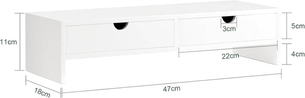 Monitorerhöhung Monitorständer mit Schubladen Weiss BBF02-W