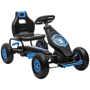 Kinder-Gokart, mit Pedalen, verstellbarem Sitz, In- und Outdoor, ab 5 Jahren, blau+schwarz