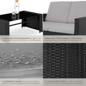 Rattan Lounge Lucca schwarz/grau