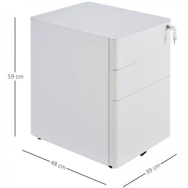 Rollcontainer mobiler Aktenschrank mit 3 Schubladen weiss