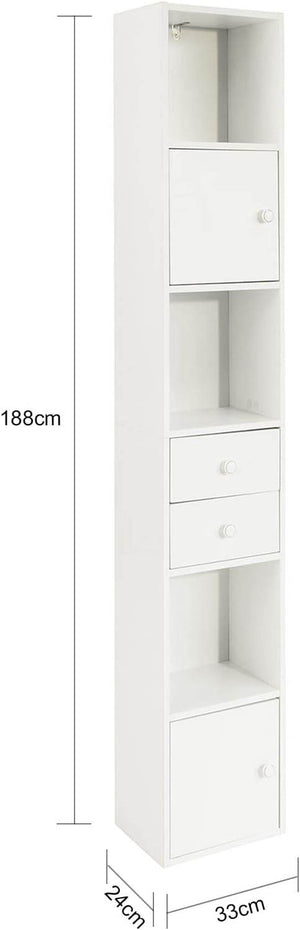 Bücherregal mit Schubladen | Bücherschrank | Standregal Holz | STR10-W