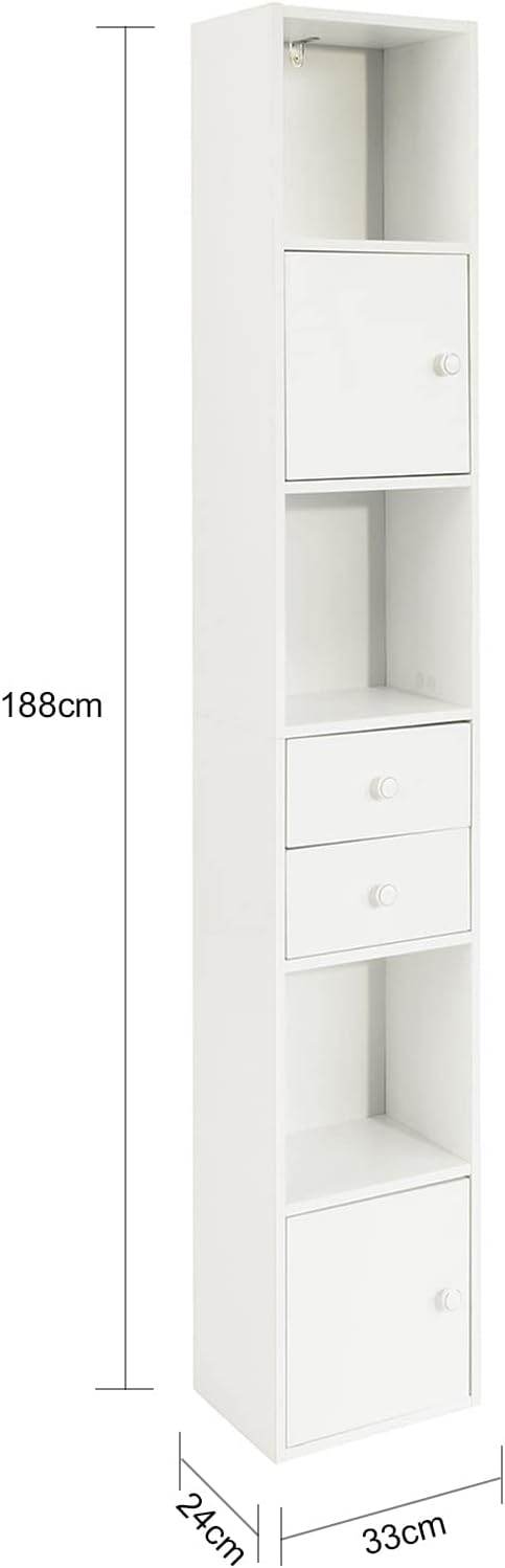 Bücherregal mit Schubladen | Bücherschrank | Standregal Holz | STR10-W