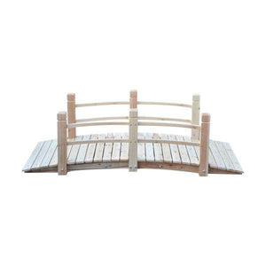 Gartenbrücke Holzbrücke Teichbrücke Zierbrücke mit Geländer bis 180 kg Tannenholz Natur